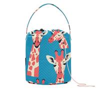 GuoChe Unique Giraffe Face Blue Yarn Storage Bag Crochet Yarn Storage Portable Crochet Tote for Knitting Needles Crochet Accessories
