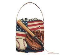GuoChe Usa Flag Baseball Player Bat Fan Catcher Pitcher Usa Yarn Storage Storage Bag Organizer Portable Crocheting Bag for Crochet Carrier Knitting Accessory
