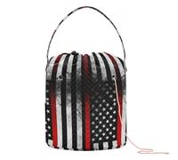 GuoChe Usa Flag Thin Red Line Cool Patriotism Firefighter Crochet Yarn Bag Storage Bag Organizer with Holes Travel Bag for Knitting Tool Crochet Project
