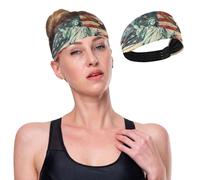GuoChe Usa Presidents Day Flag & Lady Liberty Cooling Sweat Headband Stretchy Sweat Bands for Head for Tennis Washing Face Workouts Hiking