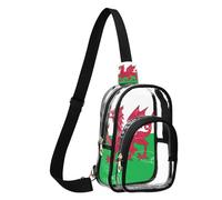 GuoChe Waist Pack See Through durables Fabric Compact Size Adjustable Strap Multi Compartment Front Storage Pocket, Flag of Wales, One Size
