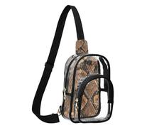GuoChe Waist Pack See Through durables Fabric Compact Size Adjustable Strap Multi Pockets Inner Security pouching Storage, Brown Python Snake Skin Seamless Pattern, Reptile, One Size