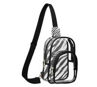 GuoChe Waist Pack See Through durables Fabric Compact Size Adjustable Strap Multi Pockets Inner Security pouching Storage, Classic Zebras Stripe Animal Skin White Pattern, One Size