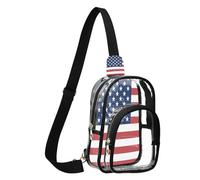 GuoChe Waist Pack Transparent PVC durables Fabric Compact Size Adjustable Strap Multi Pockets Front Storage, Flag of the United States of America, One Size