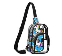 GuoChe Waist Pack Transparent PVC durables Fabric Compact Size Adjustable Strap Multi Pockets Inner Security pouching Storage, Fantasy Creature Riding T Rex, One Size