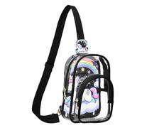 GuoChe Waist Pack Transparent PVC durables Fabric Compact Size Adjustable Strap Multi Pockets Inner Security pouching Storage, Kawaii-style Pastel Goth Cute Creepy Rainbow Fantasy, One Size