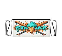 GuoChe Waitress Apron With 3 Pockets Servers Apron Strike Baseball Bat Ice Cream Graffiti Small Waist Apron 12-inches Serving Aprons For Women Men Waterproof