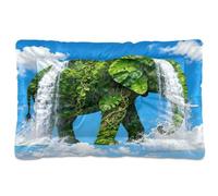 GuoChe Waterfall Elephant Scenery Animal Collage Washable Pet Bed Mat Non-Slip Soft Comfortable for Large Jumbo Medium Small Dogs 36" x 24"