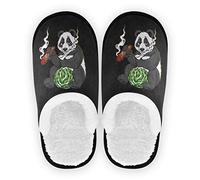 GuoChe Weed Flower Slippers for Women Men Funny House Slippers On Panda Smoking Bathtub House Shoes Indoor Outdoor-L