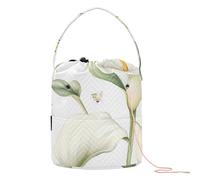 GuoChe White Calla Lilies with Butterfly Crochet Storage Knitting Crochet Bag with Holes Craft Bag for Crochet Tools Crochet Backpack