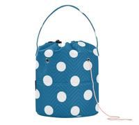 GuoChe White Dots on Blue Background Yarn Storage Bag Yarn Tote Bag with Holes Storage Bags for Crochet Tool Travel Knitting