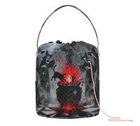 GuoChe Witches' Dark Cauldron Ritual Crochet Tote Bag Knitting Needle Organizer Portable Crocheting Bag for Crochet Needle Crochet Accessories