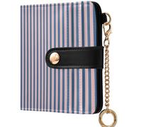 GuoChe Women's Compact Folding Wallet Convenient PU Leather Bifold Wallet for Men Women Travel, Striped Blue and Blush Stripes Summer Red Violet, One Size, Modern