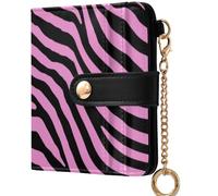 GuoChe Women's Compact Folding Wallet Portable Compact PU Leather Wallet for Women Girls, Black zebras Print on Blush Background zebras, One Size, Modern