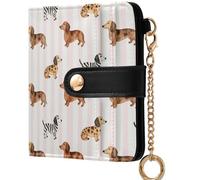 GuoChe Women's Compact Folding Wallet Portable PU Leather Folding Wallet for Girls Women Ladies, Smooth, Wire Long-Haired Dachshund on Blush, One Size, Modern