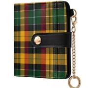 GuoChe Women's Folding Card Wallet Cute PU Leather Wallet for Women, Clan Buchanan Scottish Tartan Family Plaid, One Size, Modern