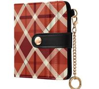 GuoChe Women's Folding Card Wallet Cute PU Leather Wallet for Women, Red Black & White Plaid Flannel, One Size, Modern