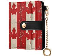 GuoChe Women's Folding Card Wallet Waterproof Compact PU Leather Wallet for Women Girls, Canada Flag2, One Size, Modern