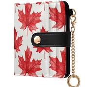 GuoChe Women's Folding Card Wallet Waterproof Compact PU Leather Wallet for Women Girls, Canada Red Maple Leaf, One Size, Modern
