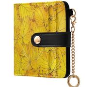 GuoChe Women's Folding Card Wallet Waterproof Compact PU Leather Wallet for Women Girls, Canada yellow maple leaf beauty Summer flowers3, One Size, Modern