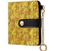 GuoChe Women's Folding Card Wallet Waterproof Compact PU Leather Wallet for Women Girls, Canada YELLOW maple leaf1, One Size, Modern