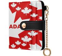 GuoChe Women's Folding Card Wallet Waterproof Compact PU Leather Wallet for Women Girls, Canadian Maple Leaf Canada, One Size, Modern