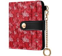 GuoChe Women's Folding Card Wallet Waterproof Compact PU Leather Wallet for Women Girls, Delicate Canada Red Maple Leaf, One Size, Modern