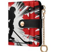 GuoChe Women's Folding Card Wallet Waterproof Compact PU Leather Wallet for Women Girls, Drapeau du Canada Hockey, One Size, Modern