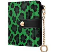 GuoChe Women's Folding Wallet For Women Cute Compact PU Leather Wallet for Woman Girl, Black Leopard Print Cheetah Skin Pattern, One Size, Modern