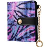 GuoChe Women's Folding Wallet For Women Cute Compact PU Leather Wallet for Woman Girl, Cool Tiedye Blue Purple Blush Black Hippie Punk, One Size, Modern