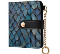GuoChe Women's Folding Wallet For Women Cute Compact PU Leather Wallet for Woman Girl, Fantasy Blue and Bronze Dragon Scale Texture, One Size, Modern