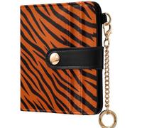 GuoChe Women's Folding Wallet For Women Cute Compact PU Leather Wallet for Woman Girl, Fierce Tigris Stripe Animal Print Orange Pattern, One Size, Modern