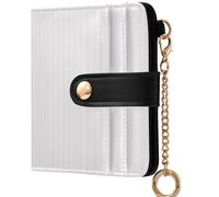 GuoChe Women's Folding Wallet For Women Unique PU Leather Wallet With Card Slots for Women Girls, Pastel Light Blush White Vertical Line Stripes, One Size, Modern