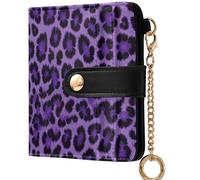 GuoChe Women's Folding Wallet With Card Slots Convenient PU Leather Folding Wallet for Girls Women Ladies, Leopard Print Stylish Cheetah Pattern Summer Mauve, One Size, Modern