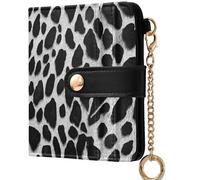GuoChe Women's Folding Wallet With Card Slots Convenient PU Leather Folding Wallet for Girls Women Ladies, Monochrome Black and White Dalmatian Spot Print, One Size, Modern