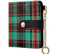 GuoChe Women's Folding Wallet With Card Slots Cute PU Leather Wallet for Men Women Travel, Scottish Clan Mackay Morgan Blue Tartan Family, One Size, Modern