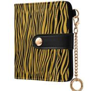 GuoChe Women's Folding Wallet With Card Slots Portable Premium PU Leather Wallet for Woman Girl, Cool Black-Gold zebras-Stripe, One Size, Modern