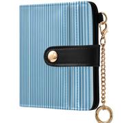GuoChe Women's Folding Wallet With Card Slots Portable Premium PU Leather Wallet for Woman Girl, Pastel Blue Stripes Abstract Vertical Lines, One Size, Modern