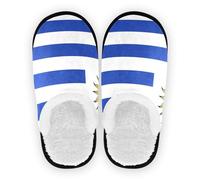 GuoChe Women's House Slippers Coral Fleece Anti-Slip Rubber Sole Spa Hotel Guest Slippers Bedroom Home Office Travel Yoga M, Flag Uruguay Accurate Dimensions Elements, Medium