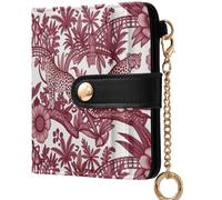 GuoChe Women's Leather Folding Wallet Convenient Compact PU Leather Wallet for Men Women Travel, Blush Monkey Leopard Asian Jungle Toile with, One Size, Modern