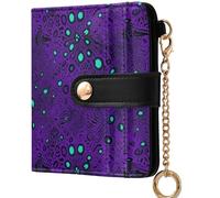 GuoChe Women's Leather Folding Wallet Convenient Compact PU Leather Wallet for Men Women Travel, Purple Blue Leopard Cheetah Print Cute cute Cat, One Size, Modern