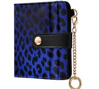 GuoChe Women's Leather Folding Wallet Waterproof PU Leather Card Wallet for Women, Black And Purple Leopard, One Size, Modern