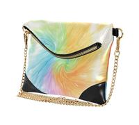 GuoChe Women's Leather Wristlet Clutch Purse Minimalist Style Shoulder Bags for Wedding Lightgreen Tie Dye Background Rainbow Colors Indianred Tie-dye Background Vibrant Colors and Swirling