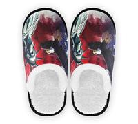 GuoChe Womens Mens Slippers Coral Fleece Non-Slip Lightweight House Shoes Indoor Outdoor Winter Bedroom M, Usa Presidents Day Flag & Lady Liberty, Medium