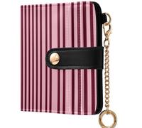 GuoChe Women's Minimalist Folding Wallet Convenient Compact PU Leather Wallet for Men Women Travel, Burgundy Blush Stripe Minimalist Aesthetic, One Size, Modern