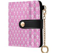 GuoChe Women's Minimalist Folding Wallet Convenient Compact PU Leather Wallet for Men Women Travel, Maroon and Blush Striped Minimalist Retro, One Size, Modern