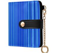 GuoChe Women's Minimalist Folding Wallet Convenient Compact PU Leather Wallet for Men Women Travel, Minimalist Cute Blue Berry Pastel Vertical Line, One Size, Modern