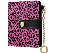 GuoChe Women's Minimalist Folding Wallet Convenient Compact PU Leather Wallet for Women Girls, Ruby Red Blush Black Leopard Print Cheetah Animal, One Size, Modern