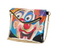 GuoChe Women's PU Leather Handbag Clutch Trendy Evening Clutch Bag for Party Clown Making Funny Faces at The Circus Cute Bats