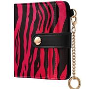 GuoChe Women's Small Folding Wallet Convenient PU Leather Wallet for Men Women Travel, Red and Black zebras Print Pattern, One Size, Modern